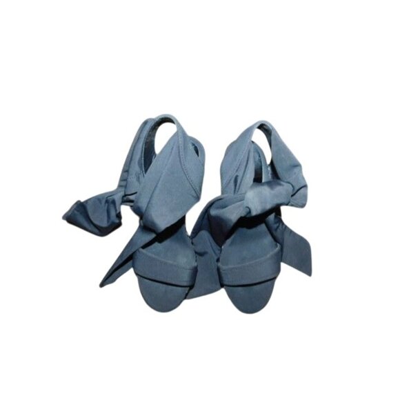 Donald J. Pliner Size 6.5 M Designer Wedge Ankle Tie Wrap Heels Shoes - Picture 2 of 5